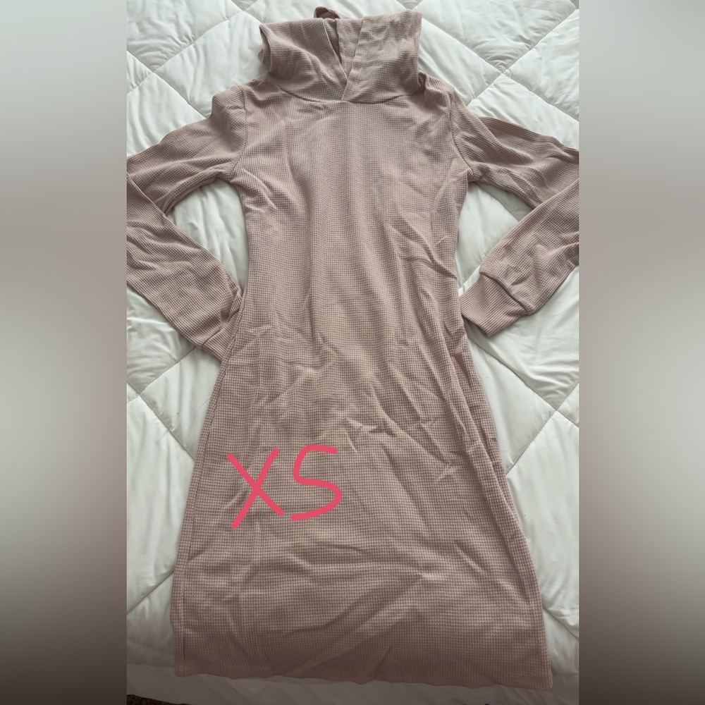 Pink Long Sleeve Hooded Dress